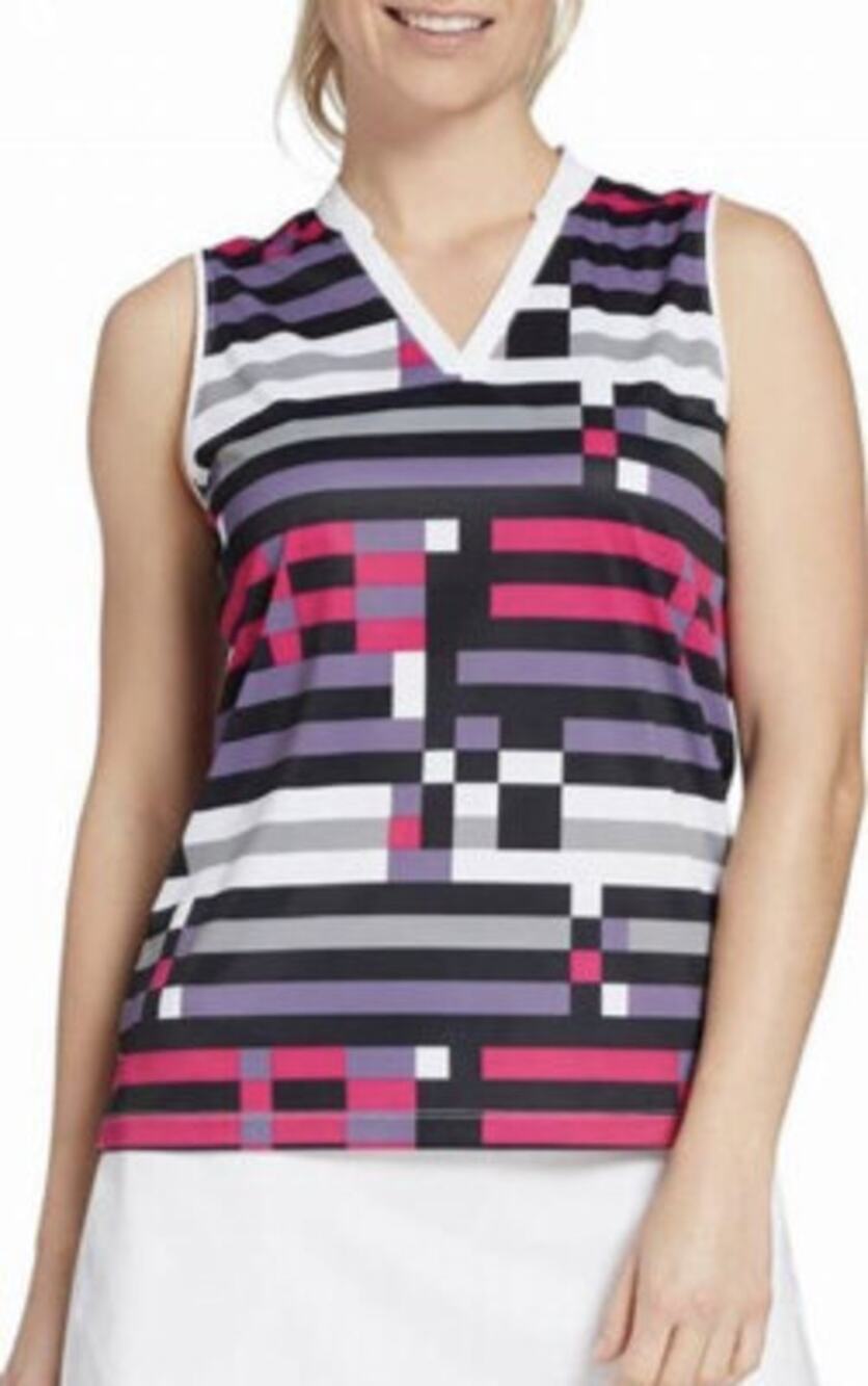 Slazenger Women's Black Pixel Sleeveless Golf Polo Shirt Small